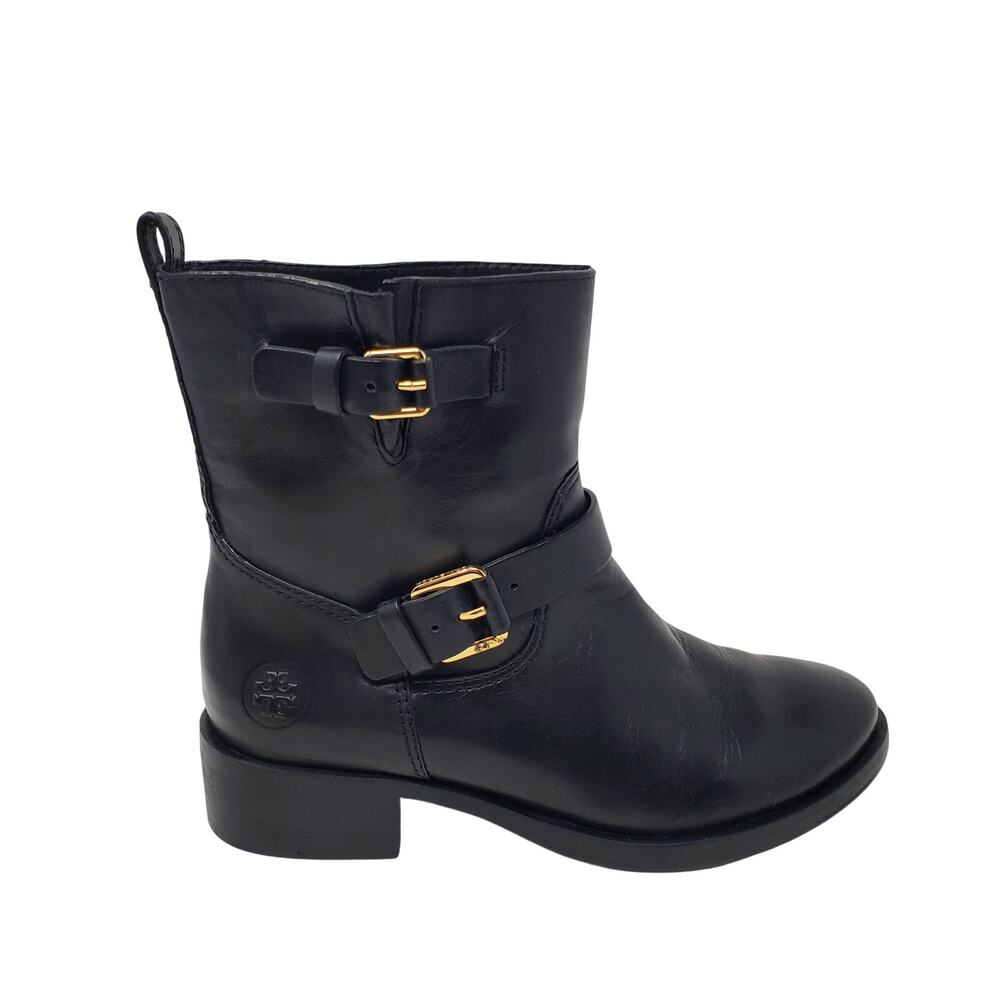 Tory Burch Bennie 50MM Moto Boot Indy Oil Calf Monark Black 51138367 Size 7.5